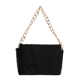 Leopard Print Thick Chain Shoulder Bag Plush Handbag