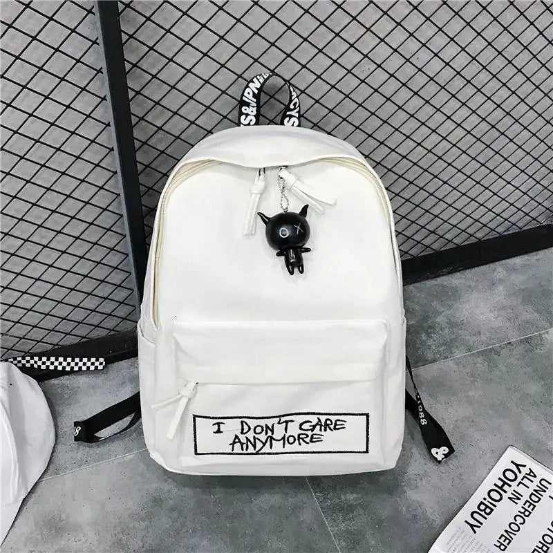 Canvas Women Backpack Doll Pendant Travel Women Shoulder Bag