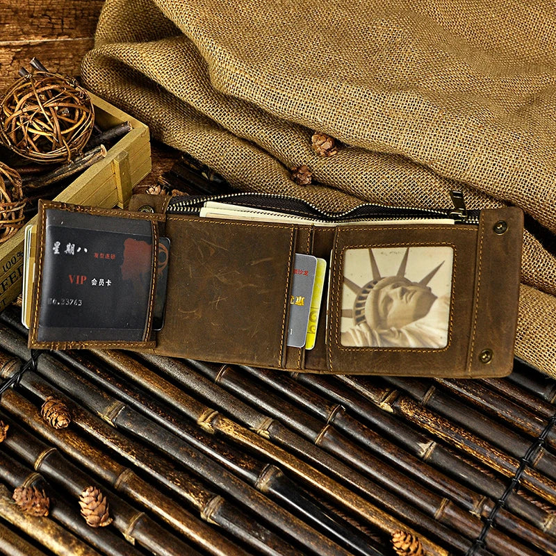 Men's Vintage Leather Travel Organizer Wallet 1003