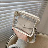 Transparent PVC Jelly Square Bag Wide Shoulder Strap Crossbody Messenger Bags