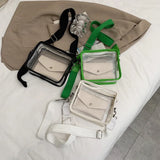 Transparent PVC Jelly Square Bag Wide Shoulder Strap Crossbody Messenger Bags