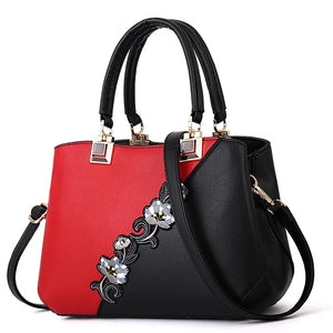 Embroidered Leather Handbag for Women