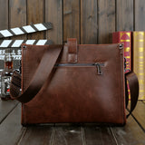 Men's Crazy Horse Leather Briefcase Large Capacity Shoulder Bag