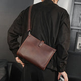 Men's Crazy Horse Leather Briefcase Large Capacity Shoulder Bag