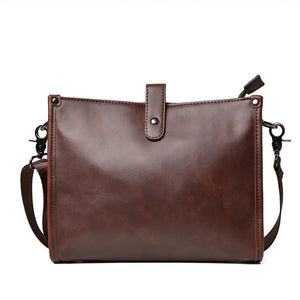 Men's Crazy Horse Leather Briefcase Large Capacity Shoulder Bag