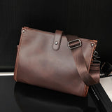 Men's Crazy Horse Leather Briefcase Large Capacity Shoulder Bag