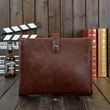 Men's Crazy Horse Leather Briefcase Large Capacity Shoulder Bag