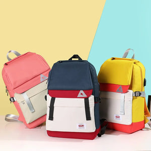 Mew Girl's Schoolbag Patchwork Backpacks For Teenager