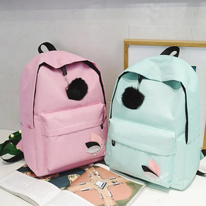 Canvas Backpack Teen Girls School Bag Rucksack Travel Mochila Feminina