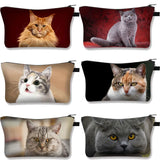 3D Cat Print Makeup Bag Women Cosmetic Pattern Cartton neceser Pouch Travel