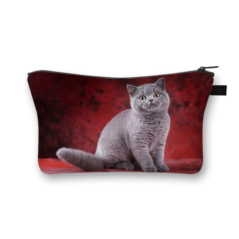 3D Cat Print Makeup Bag Women Cosmetic Pattern Cartton neceser Pouch Travel