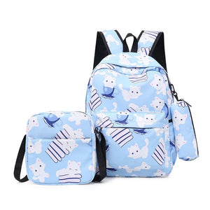 3pcs Printing School Bags Backpacks Kids Girls Student Schoolbag Lovely Backpack