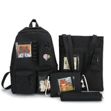 4 Pcs Sets Schoolbags For Teenage Girl Women Backpack Nylon Laptop