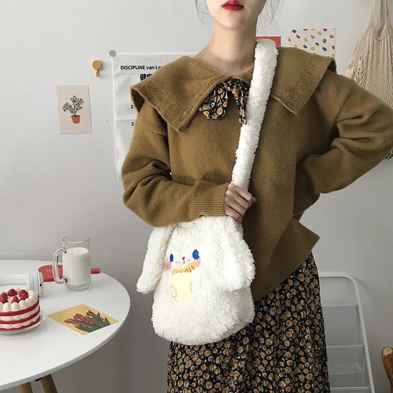 Long Ear Woollen Handbag Tote Bag for Women
