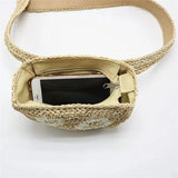 Straw Flower Waist Pack Zipper Chest Bag Ladies Travel Mobile Phone Purse
