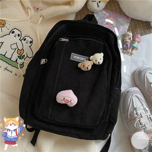 Candy Colors Backpacks Girl High School Vintage Cartoon Bags Teenage Travel