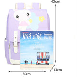 Girls Rabbit Embroidered Canvas Backpack Schoolbag
