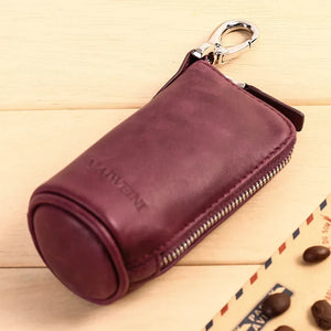 Leather Car Key Organizer Case Holder Zipper Key Wallet Men Women