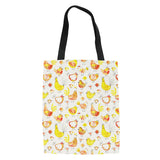 Cartoon Chicken Flowers Pattern Women Canvas Bags Reusable Travel Storage