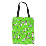 Cartoon Chicken Flowers Pattern Women Canvas Bags Reusable Travel Storage