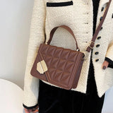 Winter Women Crossbody Bag Diamond Lattice Leather Shoulder Purse