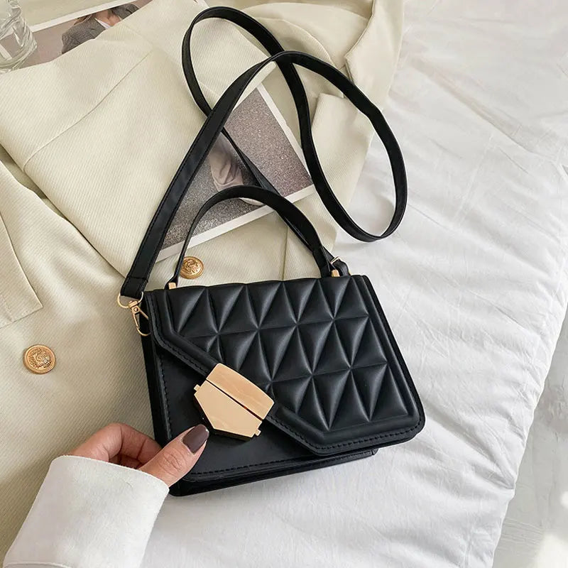 Winter Women Crossbody Bag Diamond Lattice Leather Shoulder Purse