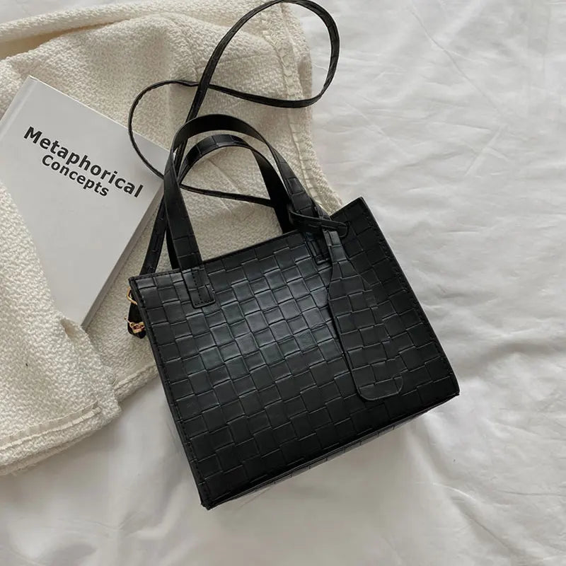 Soft Leather Shoulder Bag Autumn Square Solid Crossbody