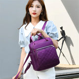 Casual Ladies Multifunctional Backpack Diamond Lattice Women Shoulder Bag