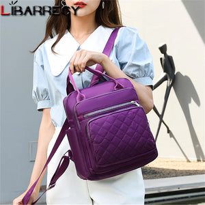 Casual Ladies Multifunctional Backpack Diamond Lattice Women Shoulder Bag
