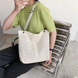 Casual Straw Tote Handbag Large Capacity Women Shoulder Bag