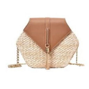 Chain Messenger Bags Women Summer Rattan Woven Beach Boho Bags Crossbody