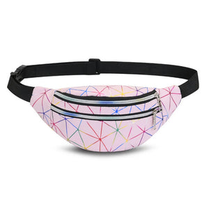 Colorful Laser Sports PU Leather Waist Bag for Men and Women