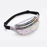 Colorful Laser Sports PU Leather Waist Bag for Men and Women