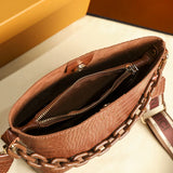Crocodile Crossbody Bag for Women Shoulder Bag PU Leather Bucket Handbag