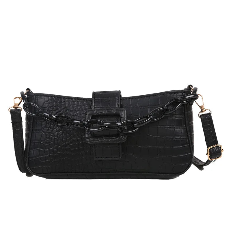 Crocodile Pattern Women's Shoulder Messenger Bag Chain Bag