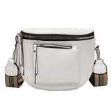 Soft Leather Crossbody Bag for Ladies Zipper Shoulder Strap
