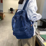 Denim Women Backpack Retro Travel Bagpack Large Capacity Backbag