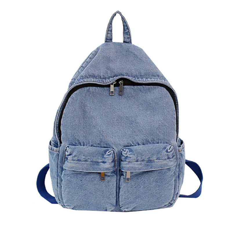 Denim Women Backpack Retro Travel Bagpack Large Capacity Backbag