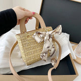 Straw Shoulder Bags Ladies Handbags Leather Handle Cross Body Beach Bags