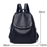 Women Pu Leather Backpack Large Capacity School Bags for Girls