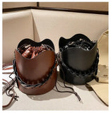Shoulder Handbag Bucket Ruffle Cross Chain Messenger Inner Bag