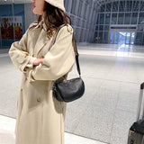 Women's Cowhide Leather Crossbody Saddle Bag