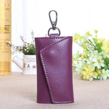 100% Cow Leather Key Wallet Car Key Case Zipper Holder