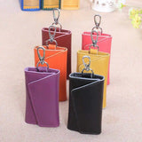 100% Cow Leather Key Wallet Car Key Case Zipper Holder