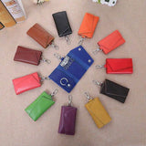 100% Cow Leather Car Key Wallet Function Key Case Zipper Holder