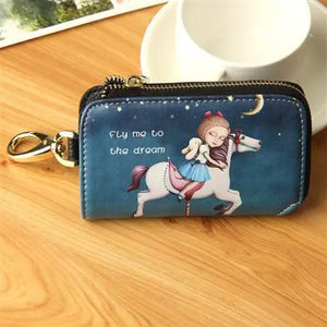 Leather Key Wallet Car Key Case Zipper Holder