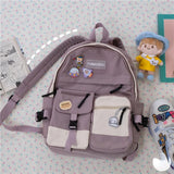 Casual Canva Women Backpack Candy Colors Shoulder Bag for Teenager Girls