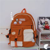Casual Canva Women Backpack Candy Colors Shoulder Bag for Teenager Girls