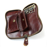 Cow Leather Key Wallet Key Case Zipper Holders