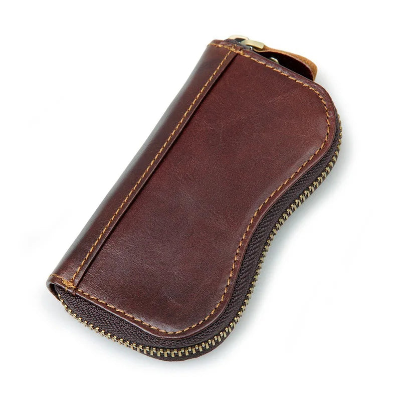 Cow Leather Key Wallet Key Case Zipper Holders